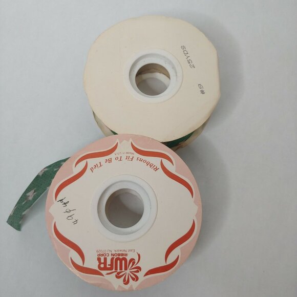 Vintage WFR Fabric Ribbon Spool Pair Teddy Bear Alphabet 1.25" Red Blue Kid Baby - Picture 6 of 6